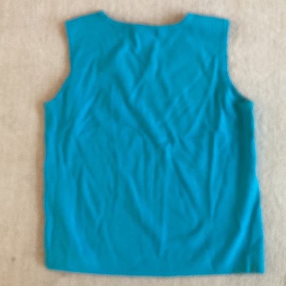 Choices petites PL teal rayon nylon fine gauge sleeveless shell. - Picture 4 of 4